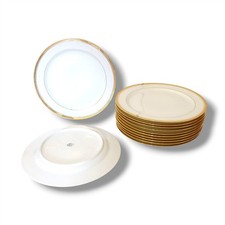 LIMOGES UNION LIMOUSINE Servizio 12 piatti piani porcellana bianca dorata