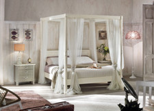LETTO MATRIMONIALE A BALDACCHINO S/VELI IN LEGNO LACCATO O FINITURE LEGNO 3202