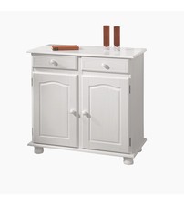 BUFFET IN PINO MASSELLO BIANCO CON 2 ANTE E 2 CASSETTI, 88X43X87 CM