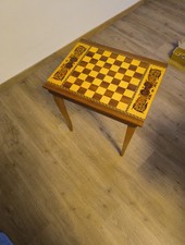 Tavolino da caffè vintage, in legno, scacchiera