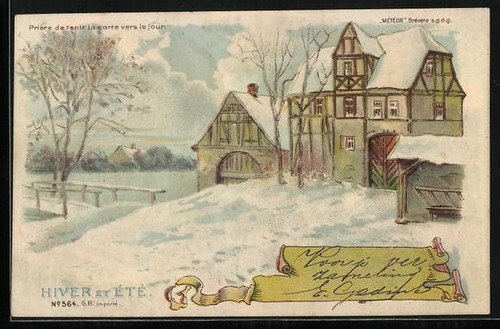Litografia tenuta innevata - litografia,