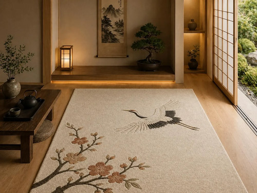 Tappeto gru giapponese zen - gru,
