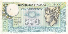 Italy   500  Lire  14.2.1974