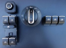 Per VW Golf 5 6 Passat 3C Cromato Alzacristalli Interruttore Luce Specchio SET