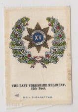 BDV Silk Cigarette card 42, British Army Badges 1914: East Yorkshire Regiment
