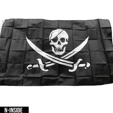 BANDIERA PIRATI CARAIBI 90x150 BUCANIERI PIRATE FLAG TESCHIO SPADE INCROCIATE