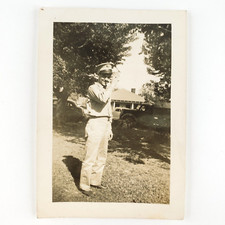 Soldier Thumbing His Nose Photo 1940s WW2 Cocking Snook Gesture Coal Truck C2234