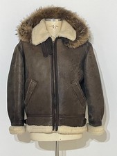 SHEARLING B-3 Giacca da Volo Flying  Aviator Raf Cappuccio Pelliccia Bomber 48