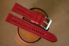 Cinturino PAM Officine Panerai rosso fatto a mano taglia 24 (o qualsiasi taglia 22 24 26 27)
