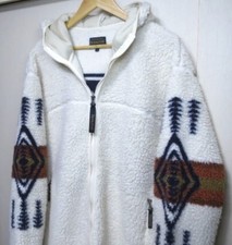 PENDLETON Boa Giacca in Pile L Parka Cappuccio Bianco