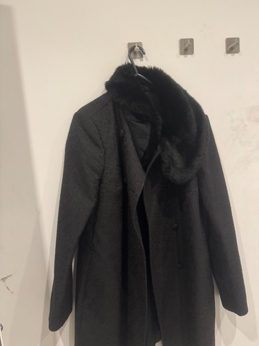 Cappotto jacquard nero con