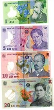 LOTTO SET SERIE 4 BIGLIETTI RUMANIA ROMANIA 1 5 10 20 LEI 2018 2021 POLIMERO ...