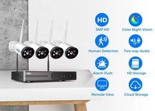 Hiseeu 3MP Wifi Kit Telecamere Sorveglianza Sistema Sicurezza Notturna 4 Allarme