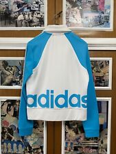 Felpa adidas Vintage Bianco Celeste Taglia M Donna Women Jacket Sweatshirt