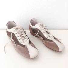 SCARPE BASSE DONNA CREMA BEIGE 41 SUOLA GOMMA MADE IN ITALY LACCI NERO GIARDINI