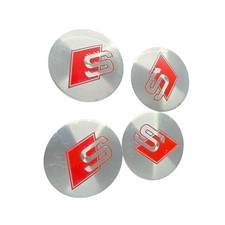 4 Coprimozzo Adesivi  per AUDI 56 mm A1 A3 A4 A6 Q5 Q7 Fregi Borchie S LINE