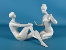 Porcellana Royal Dux Bohemia 2 Statue Modernista Design 1970