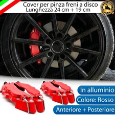 SET 4 COVER COPRI PINZE FRENI ROSSO ANTERIORE + POSTERIORE ALLUMINIO TUNING AUTO