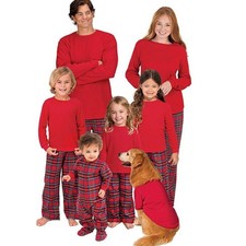 Pigiama natalizio abbinato famiglia rosso Regno Unito adulto bambini Natale nightwear Pjs Set