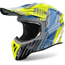 HELMET CASCO CROSS ENDURO AIROH AVIATOR ACE 2 PROUD YELLOW BLU GLOSS TG M