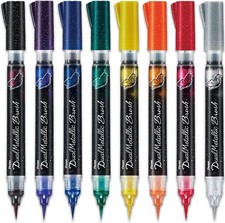 Penna pennello Pentel doppia metallizzata inchiostro glitter iridescente disegno artistico da fine a larga
