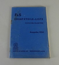 Catalogo Ricambi/Listello di Ricambio F S Sachs 100 Motore Modello 1950 Stand