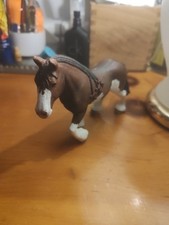 Schleich Clydesdale Mare Horse Figure 2015 Brown & White Braided Mane Red Bows