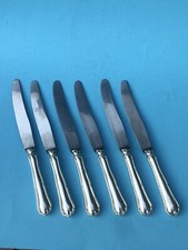 6 Chippendale Tafel-Messer, 800 Silber, 25 cm, NR Klingen, Bremer Silberfabrik