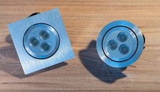 FARETTO QUADRATO/TONDO INCASSO LED 3x1W  SILVER ORIENTABILE LUCE CALDA FREDDA