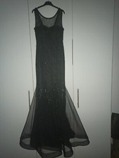 Abito Da Sera A Sirena,Velato,Brillante,Merletto,Nero,Usato Una Volta Matrimonio