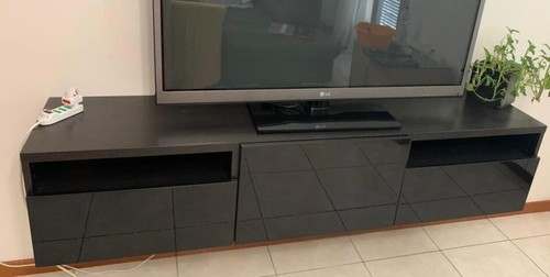Mobile moderno nero lucido - tv,