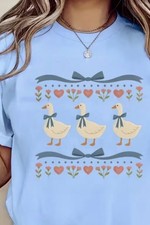 Women's Blue Goose & Bow Print
