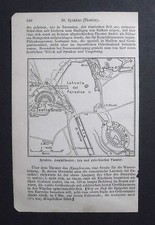 Antica Stampa Topografica= SIRACUSA, Latomie-Teatro Greco=1909.Scala1:... Meyers