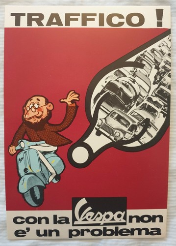 Cartolina vespa traffico - vespa,