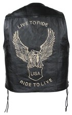 Uomo Moto E Tempo Libero Live To Ride Gilet Pelle Biker Squadra Custom Kutte