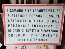 70x5p Vecchio Cartello Ferro D'epoca In Caso Di Guasto Intervento Elettricista  
