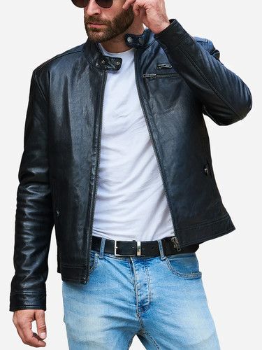Giacca uomo western pelle - , nera