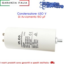 Condensatore Monofase Per L'Avviamento e Marcia Motori 60 uF