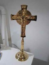 Crocifisso Da Tavolo Scultura In Metallo Cm 29