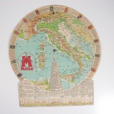 GADGET PUBBLICITARIO VINTAGE MOTTA CARTINA GEOGRAFICA POLITICA FISICA ITALIA