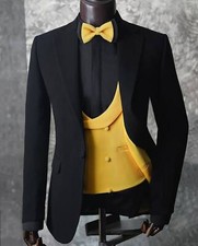 Uomo 3 Pezzi Abito Nero