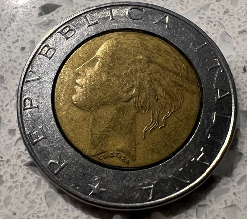 Moneta italia 500 - lire, |