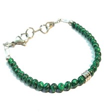 Bracciale malachite pietre dure naturali da uomo braccialetto in acciaio inox di