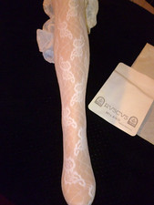 16 COLLANT RUSCUS PIZZO CACHEMIRE CON RIGA BIANCO TG 3 TUTTONUDO CON DIFETTI