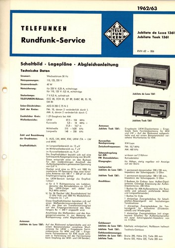 Telefunken manuale servizio - telefunken, di