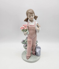 VINTAGE LLADRO #5217 "PRIMAVERA" RAGAZZA CON FIORI E UCCELLINO FIGURINA RITIRATA EX COND. !!