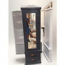 ARMADIO FATTO A MANO COUNTRY 1 ANTA SPECCHIO 2 CASSETTI GRIGIO SCURO (NON FLATPACKED)