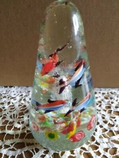 Murano Vetro scultura fermacarte acquario con pesci ,corallo  e murrine