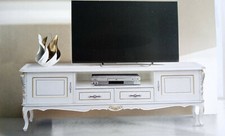 Mobile porta tv  barocco bianco in legno massello