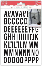 - Tavole Di Lettere Termoadesive, Tessuto, Noir - Majuscule Bâton, 15.5 X 27.5 X